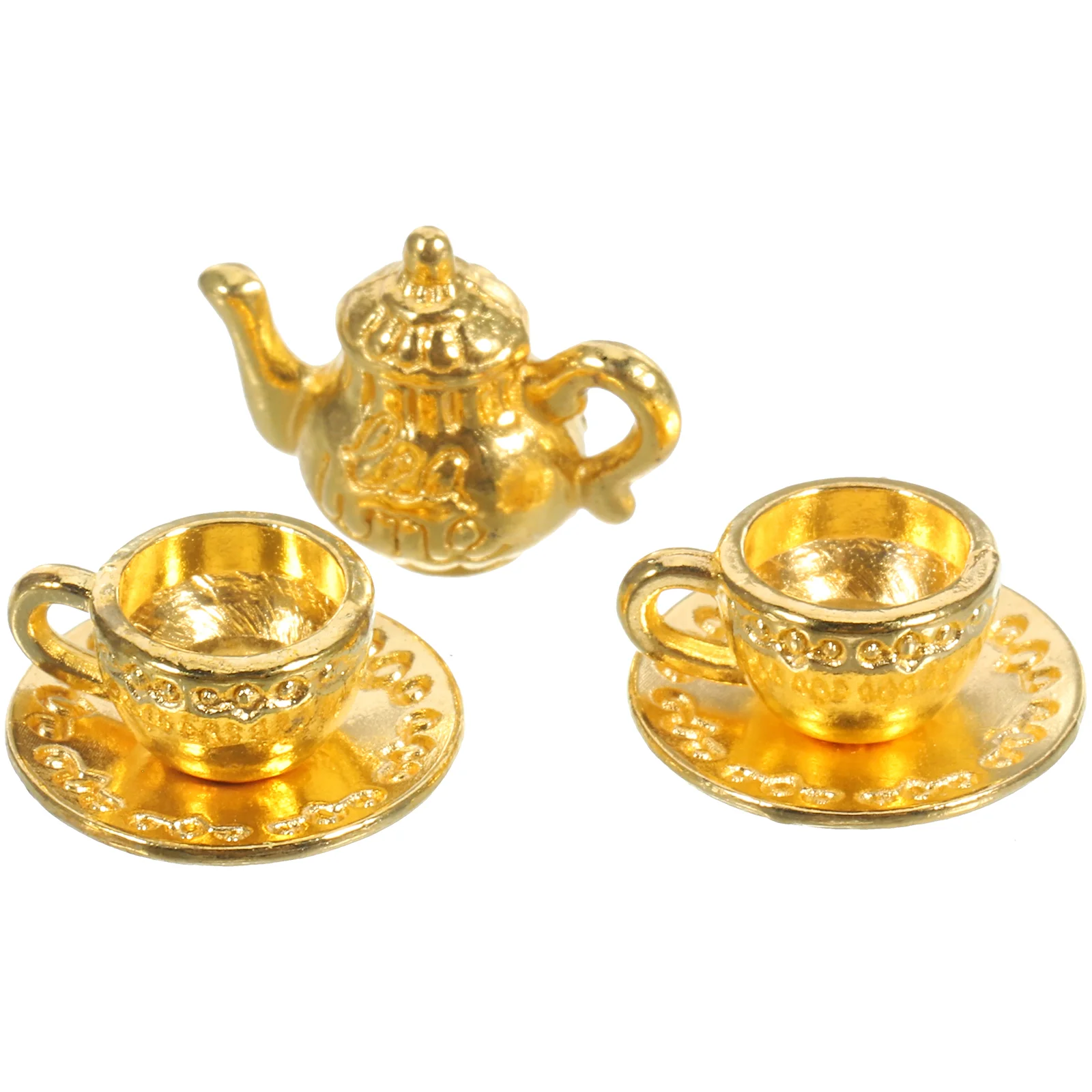 Coffee Pot Mini Teapot Set Desktop Decor Decorations Ornament Metal Kettle Golden Vintage Decorative Office