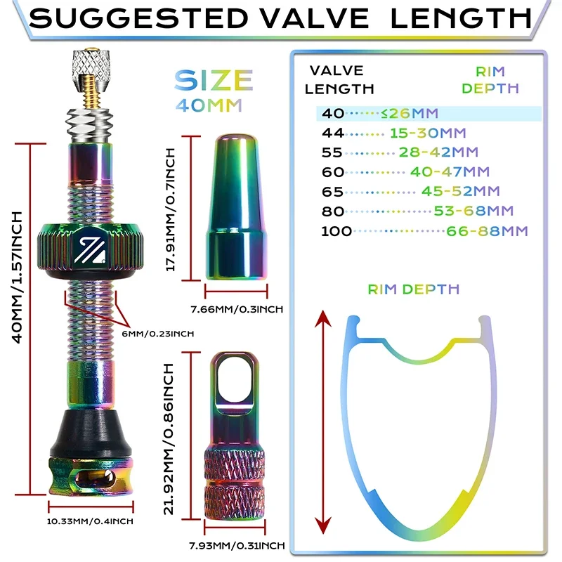 BUCKLOS Bicycle Presta Tubeless Valve 40mm 44mm 55mm 60mm F/V Road Bicycle Rim Valve Aluminum Alloy Bike Valves Cycling Parts