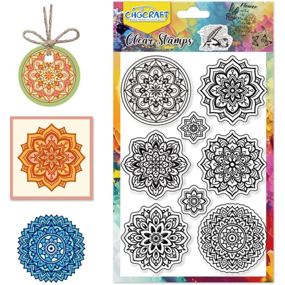 Mandala kreisförmiges Muster klare Stempel Blumen transparente Stempel Silikon klare Stempelsiegel für DIY Scrapbooking Fotoalbum