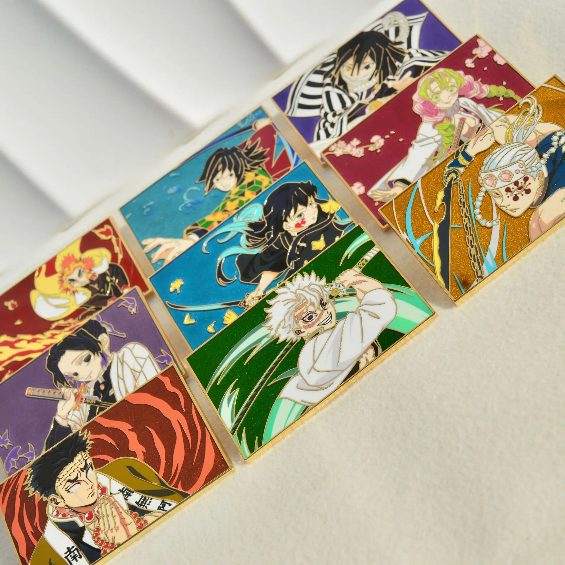Anime Demon Slayer Hashira Pins Kimetsu No Yaiba Badges Japanese Manga Brooches for Bag Backpack Clothing Lapel Cosplay Toy Gift
