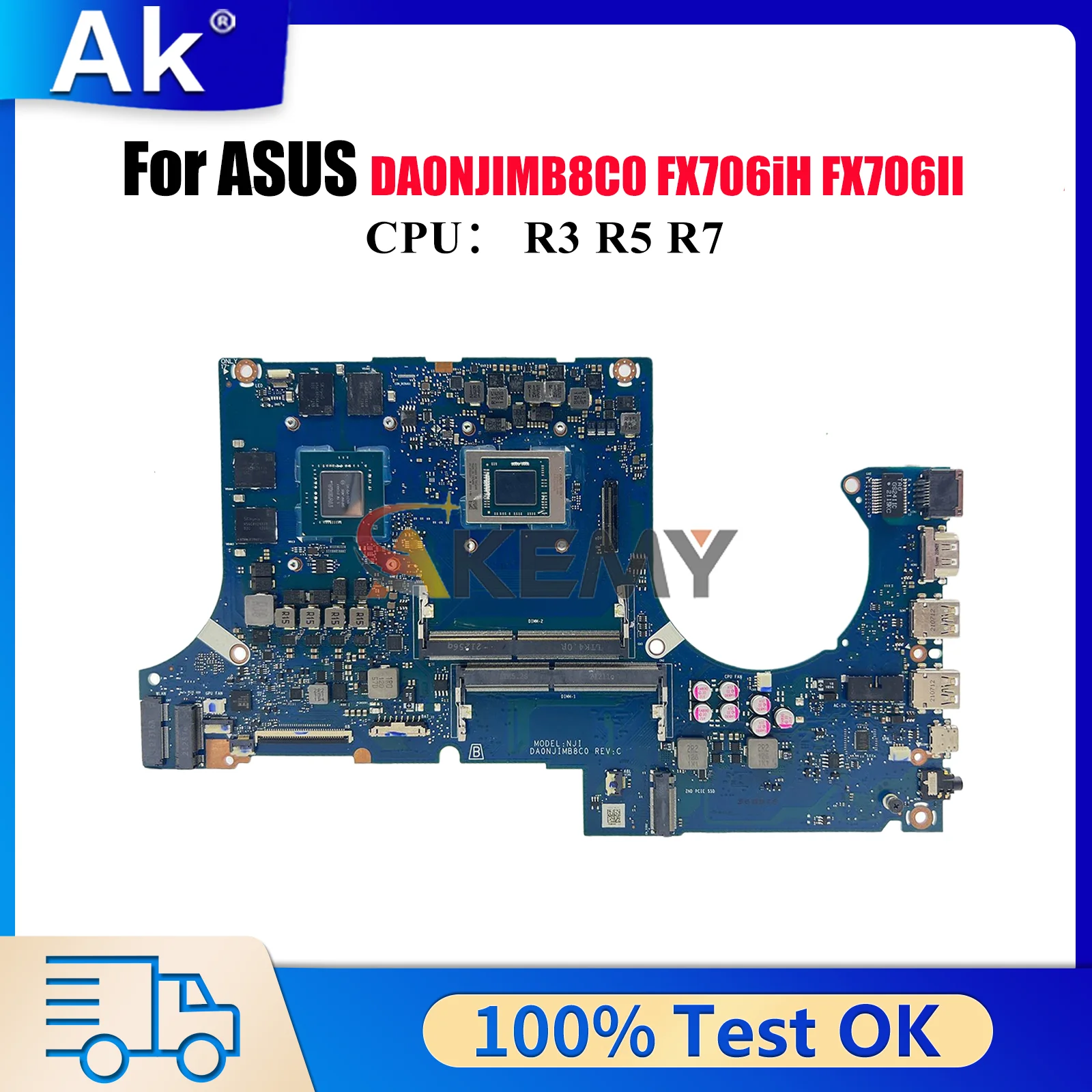 

DA0NJIMB8C0 Материнская плата для ноутбука ASUS TUF Gaming FX706II FX706iH FX706IC FA506I Материнская плата для ноутбука с процессором R3 R5 R7 tests ОК