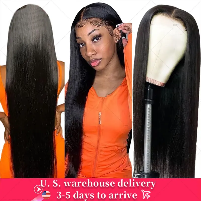 

Odbe Hair 13x6 13x4 HD Lace Frontal Wig Preplucked Glueless Wig Human Hair Ready to Wear Bone Straight Human Hair Wigs for Women