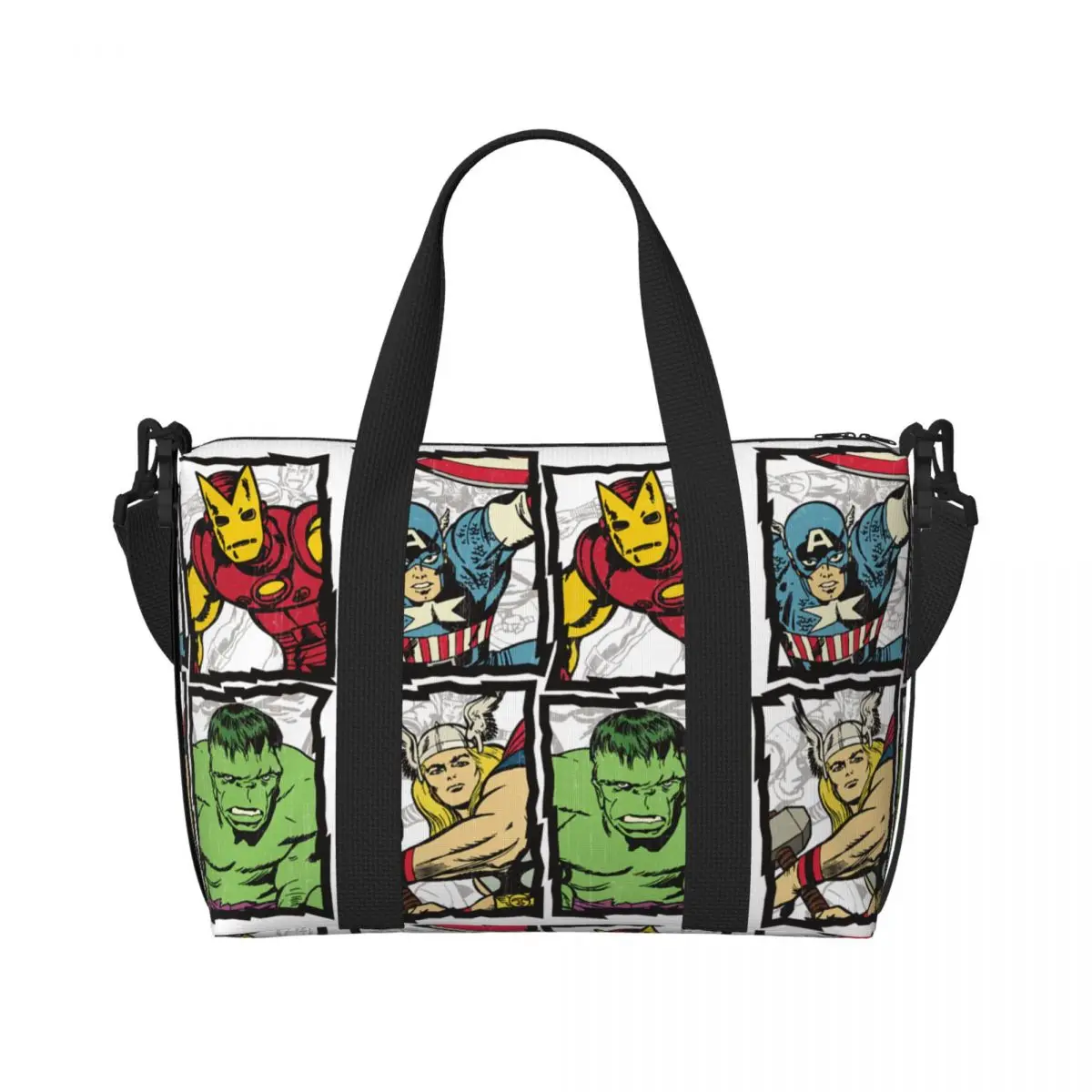 Custom Captain America Superhero Tote Bag Women Large Capacity Hulk Beach Gym Shoulder Travel Bag