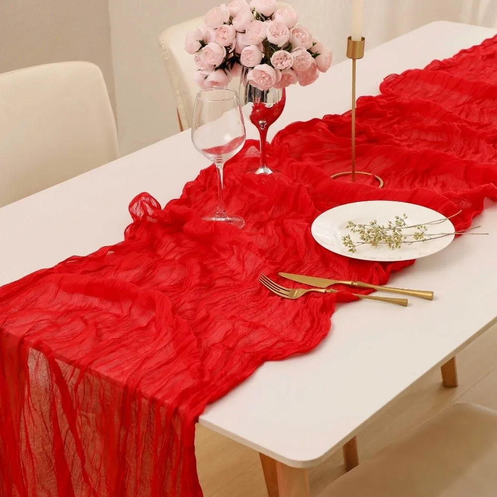 Gift Semi Sheer Cheesecloth Table Runner 35×70 Inch Polyester Gauze Table Cloth Boho Boho Table Flag Wedding