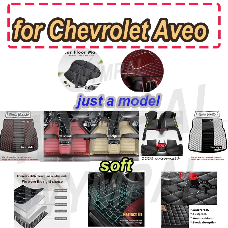 

LUXURY Car Floor Mats For Chevrolet Aveo MK2 Sonic 2017 2016 2015 2014 2013 2012 2011 Auto Accessories Leather