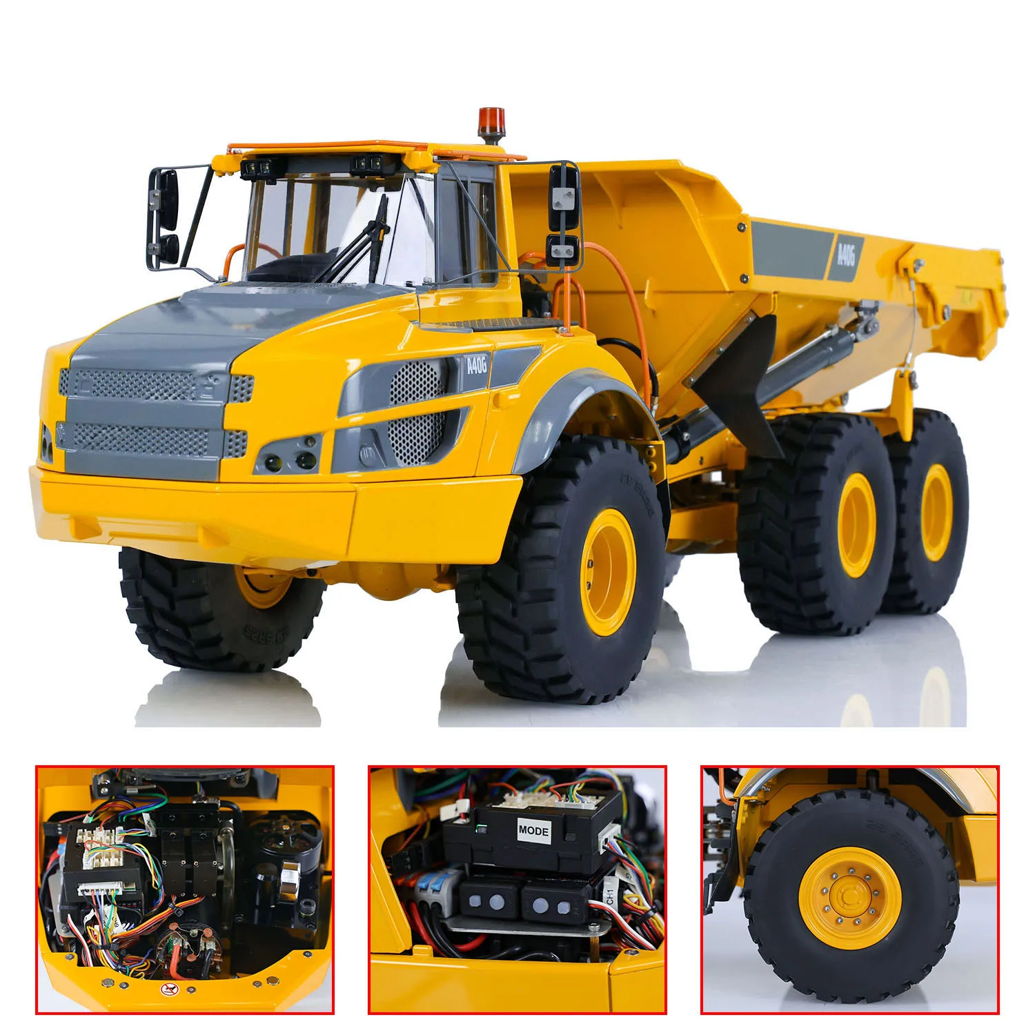 A40G RC Hydraulic 1/16 Scale Metal Articulated Truck RTR Painted Assembled Double E Dumper Truck Tipper Toy Model TH23143