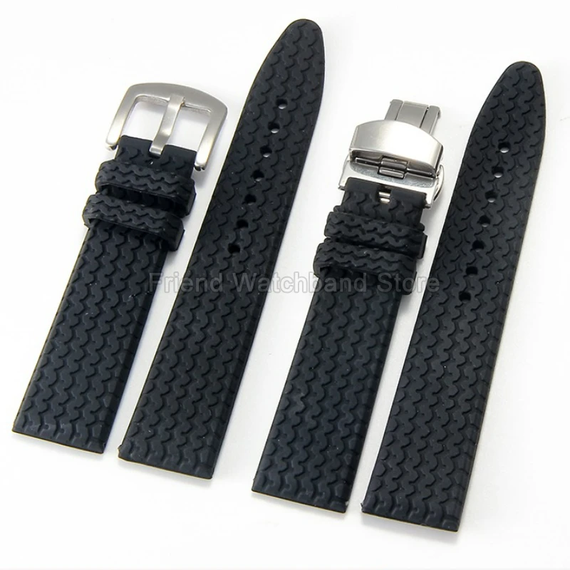 

Складная пряжка с прямым интерфейсом, прочные аксессуары для часов для Chopard Mille Miglia, силиконовый ремешок для часов, черный 21 23 мм