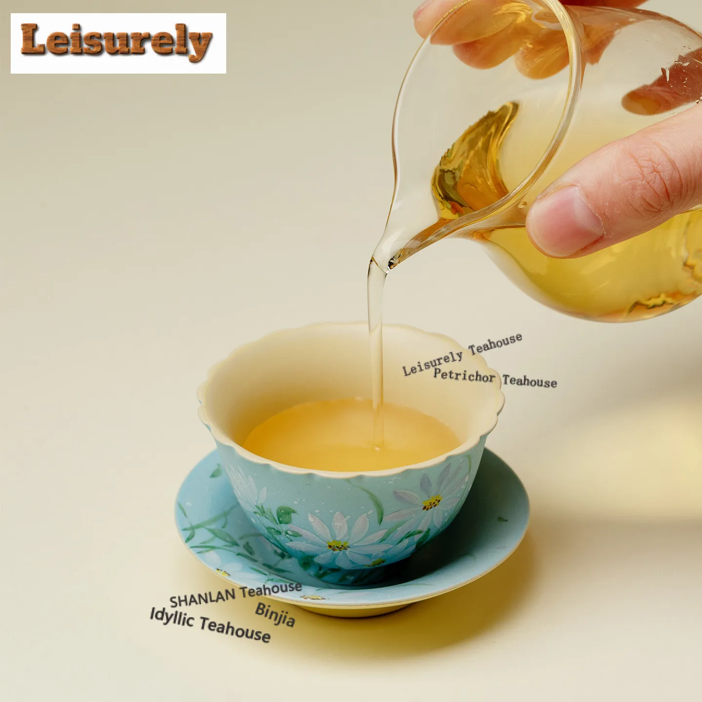 Hand-painted Flower Stream Mouth Butterfly Teacup Creative Tea Bowl Mug Tea-tasting Fragrance Cup Chazhan Master Cups Saucer