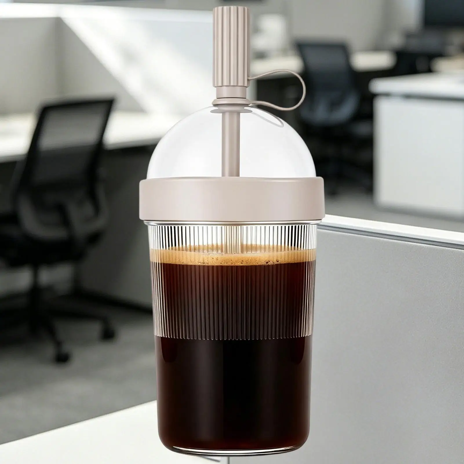 Tazas de café con tapas y pajitas, taza de viaje con pajita de ABS, taza reutilizable para bebidas frías, café helado y 