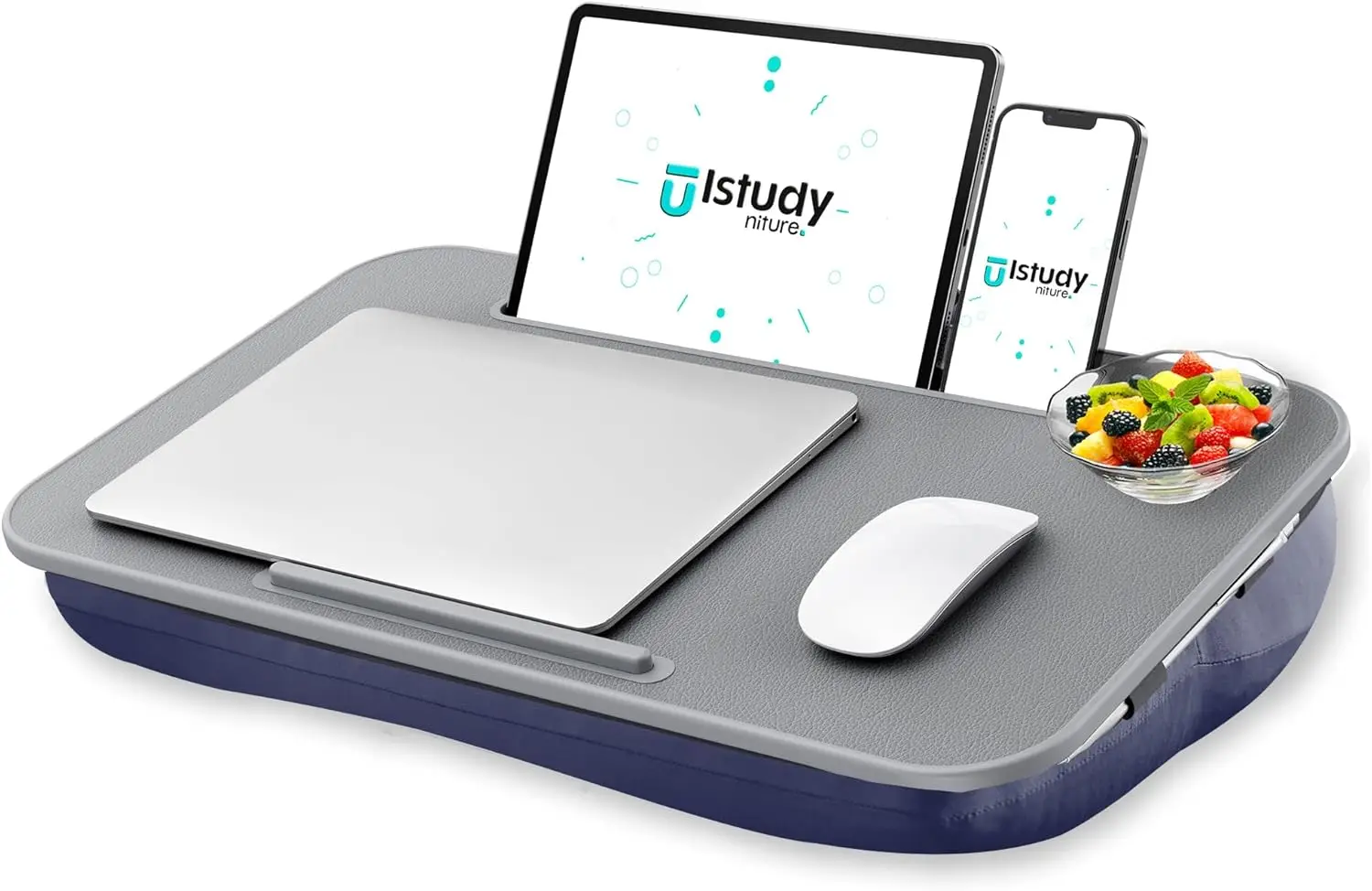 

Portable Lap Desk with Washable Cushion for Laptops up to 17 Inches, Ideal for Bed, Couch, or Floor Use in Grey