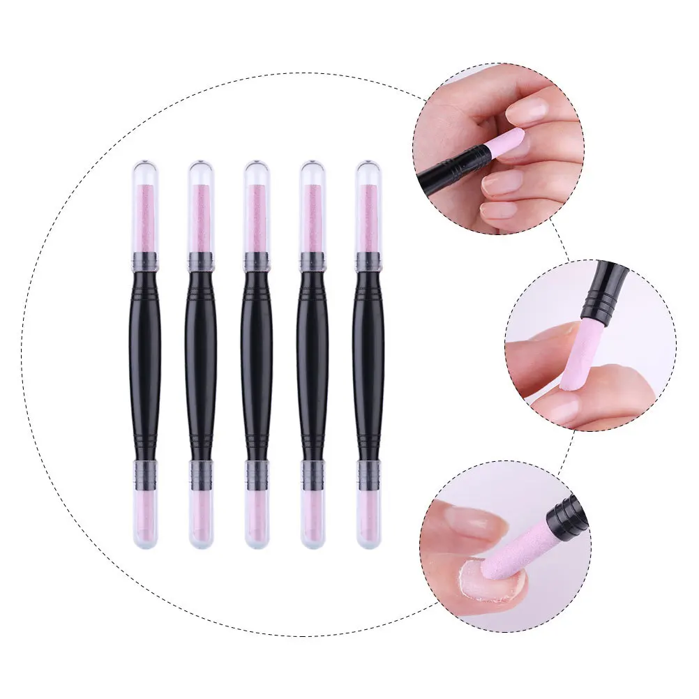 5 個ネイルキューティクルリムーバーペンダブルヘッド軽石爪やすり角質除去マニキュアツール研磨スティックバッファー