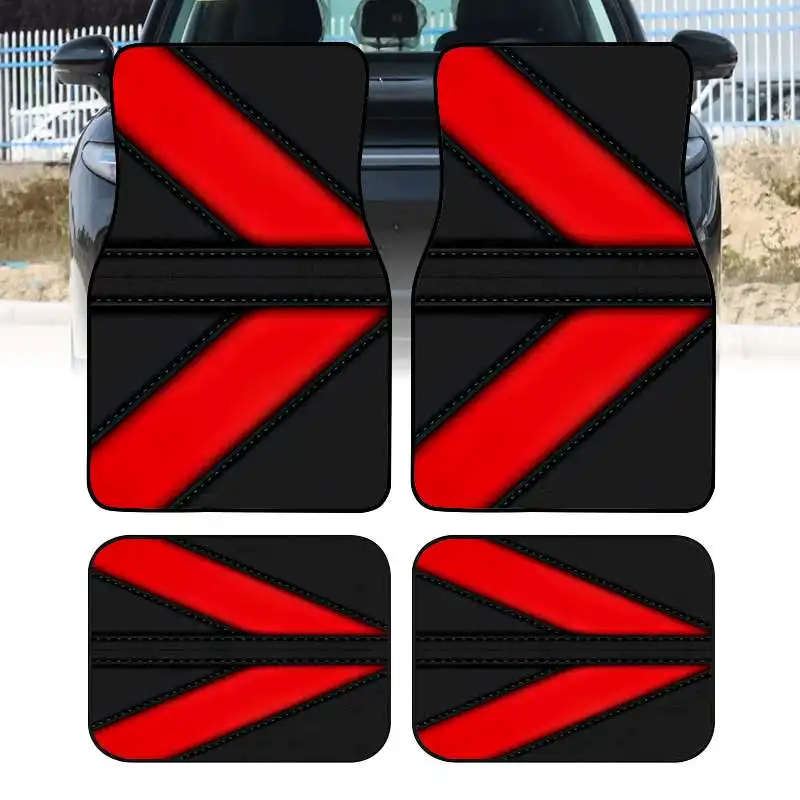 2pcs/4pcs Red Cool Car Floor Mats | Durable Polyester, Ideal For Sedans, Trucks, SUVs, Perfect Gift Choice For Car Interior Addi