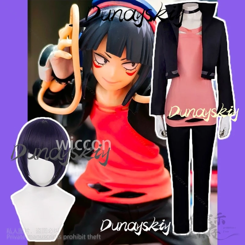 Kyoka Jiro Cosplay Costume Anime My Herooo Academia Women Suit Black Coat Red T Shirt Carnival Role Play Customized