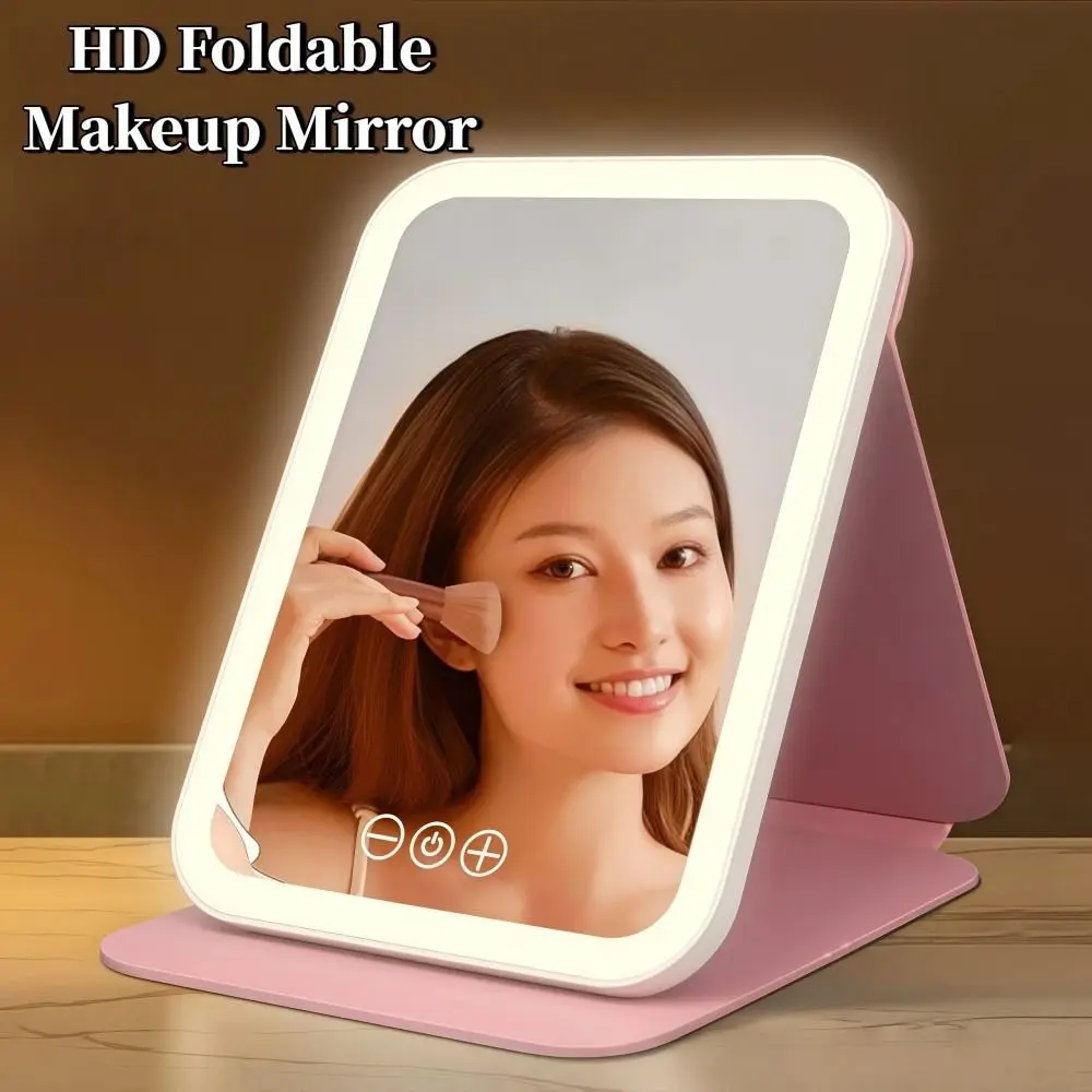 3色ライトLED化粧鏡折りたたみ式角度調整可能フィルライトバニティミラーポータブル充電式フェイシャルメイクアップミラー