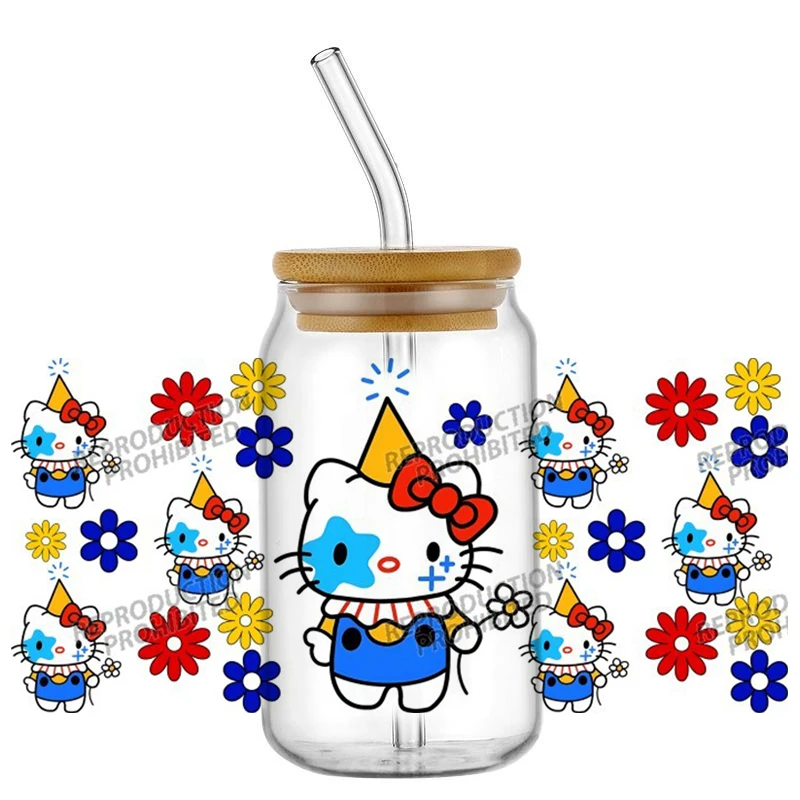 

Sanrio Family Circus Popular Original Design 16oz UV DTF 3D Stickers Decals Libbey Glass Cup Mug Coffee Gift