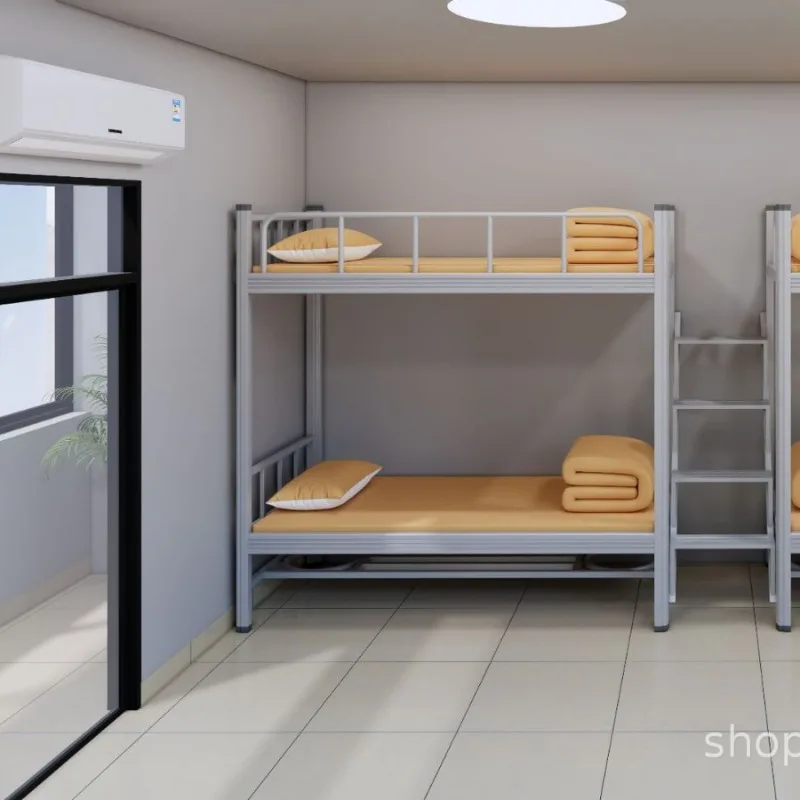 

Iron frame dormitory bed quadruple and six students upper and lower cabinet apartment bed