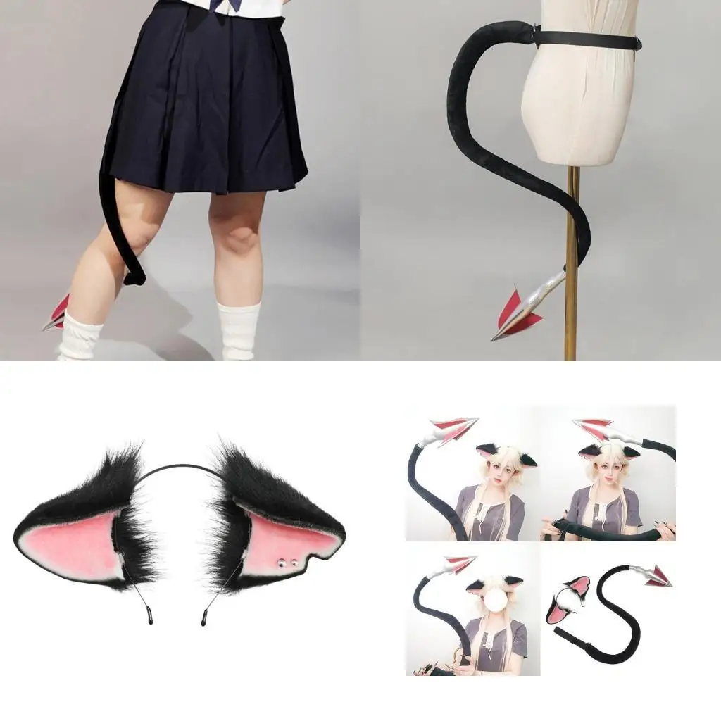 

652F Lovely Animal Ear Hairband Fursuit Tail Comfortable Design Costume Props For Theme Event Dressingup And Casual Wear
