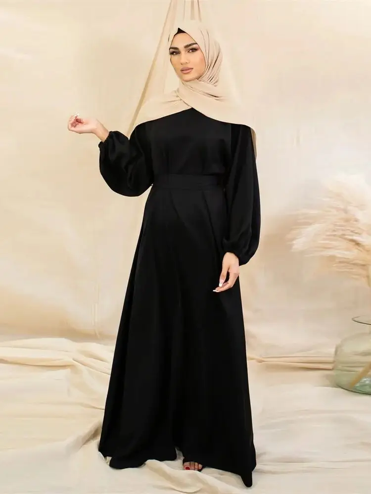 Ramadan Eid Satin Abaya Islam Muslim Modest Under Dress Prayer Clothes African Dresses For Women Robe Musulmane Femme Vestidos