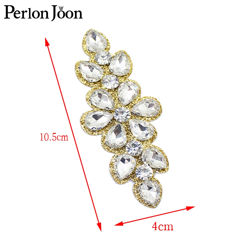 Hot fix gold silver diamond  glass applique crystal patch decoration iron on clothing shoes bag decoration accessories TR160