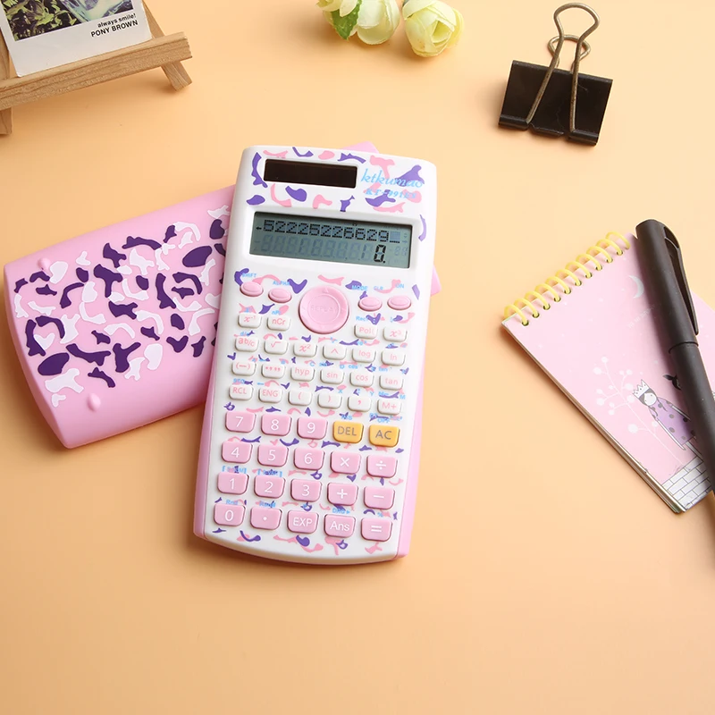 Ordenador con función científica de Hello Kitty, calculadora multifuncional de enseñanza de ciencias de precisión para estudiantes de 350Ms, corazón