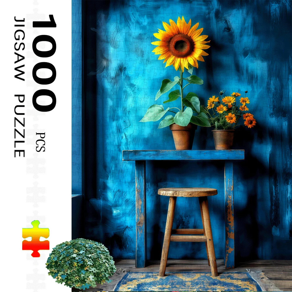 

1000 шт. пазл с подсолнухом и цветочным рисунком-большой бумажный пазл для взрослых, семейная интерактивная игра, домашний декор своими руками, сложный