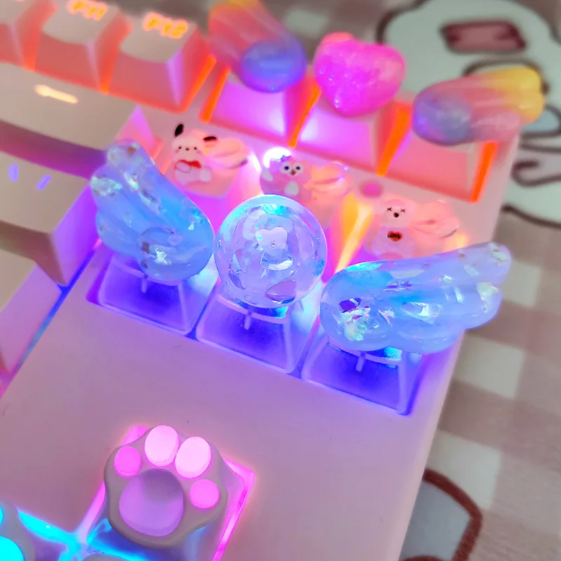 أغطية مفاتيح ذات طابع شخصي ، أغطية مفاتيح كريستالية لطيفة ، أغطية مفاتيح ميكانيكية يدوية ، مفاتيح R4 PBT ، أغطية مفاتيح ملونة ، أغطية مفاتيح أنيمي