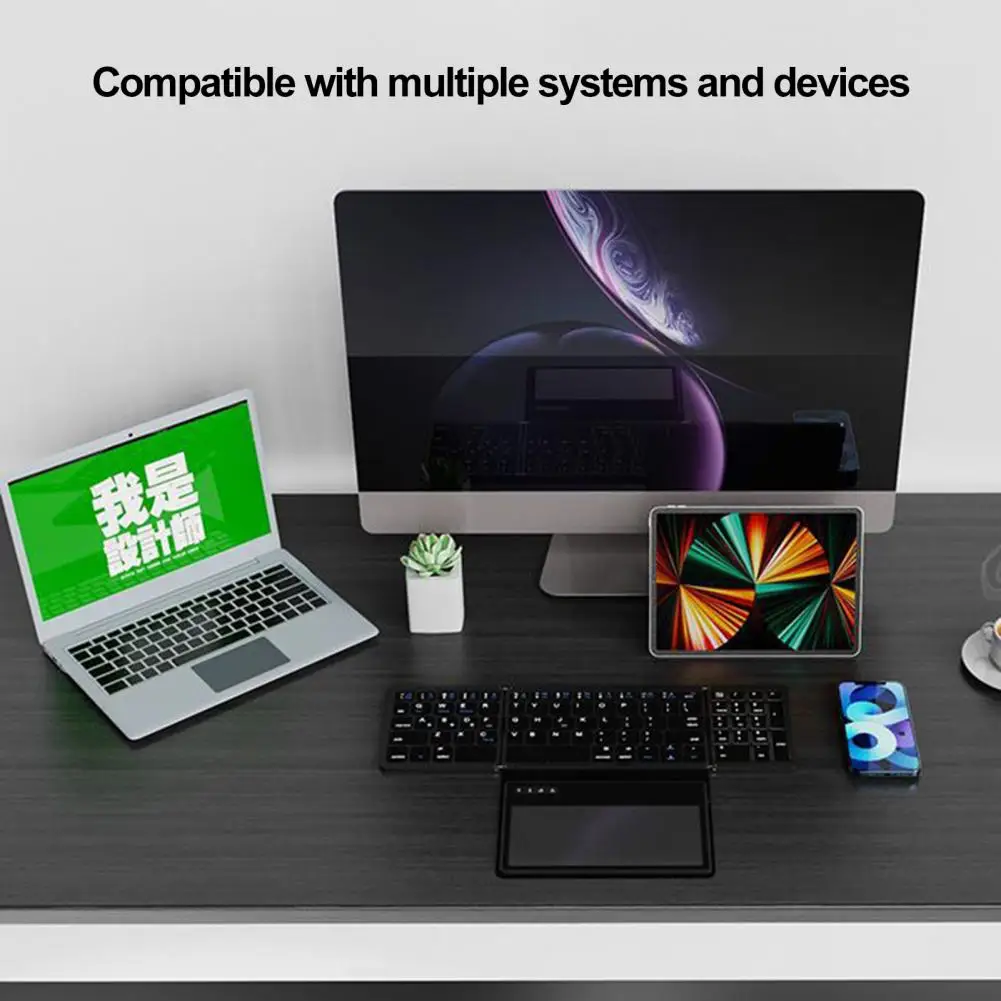 Prácticos accesorios de computadora, teclado plegable portátil triple de bajo consumo para tableta, escritura de teclado plegable