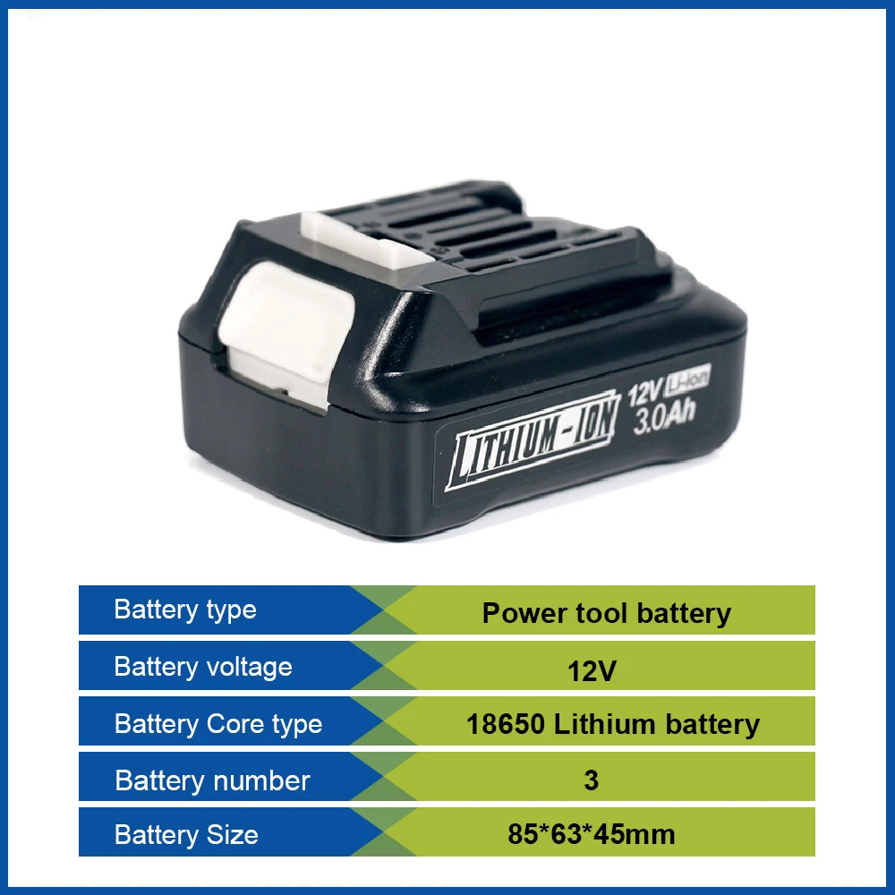 3000mAh 12V Replacement for Makita 12V Rechargeable Lithium Battery BL1021B BL1041B BL1015B BL1020B BL1040B 197402 Power Tools