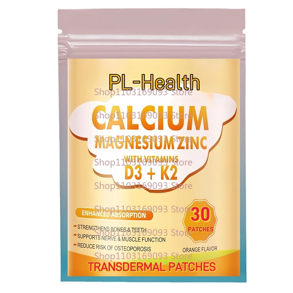 30 Patches Calcium Citrate Transdermal Patches with Zinc Vitamin C D3 K2  for Bone, Muscle & Immune Support