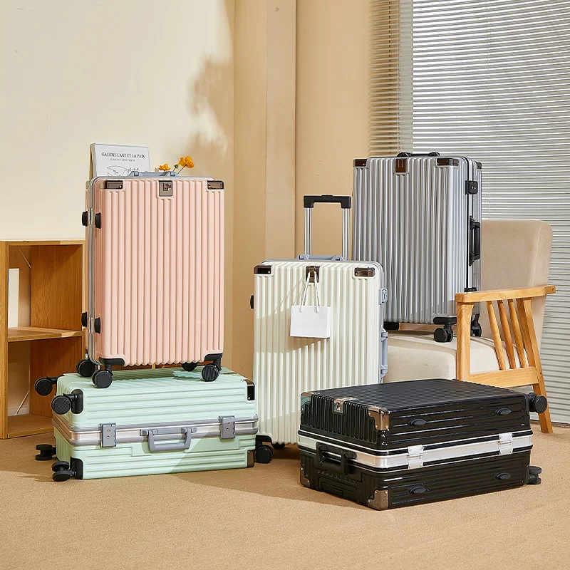 20/22/24/26 بوصة الألومنيوم الإطار الأمتعة حقيبة السفر مقبض حقيبة أمتعة للرجال والنساء مع عجلات عجلات عالمية
