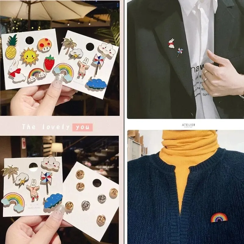 50PCS Cartoon Brooches Icons Plants Pins Badge Animal Or Fruit Button Backpack Clothes Hat Decor Accessories Jewelry image 5