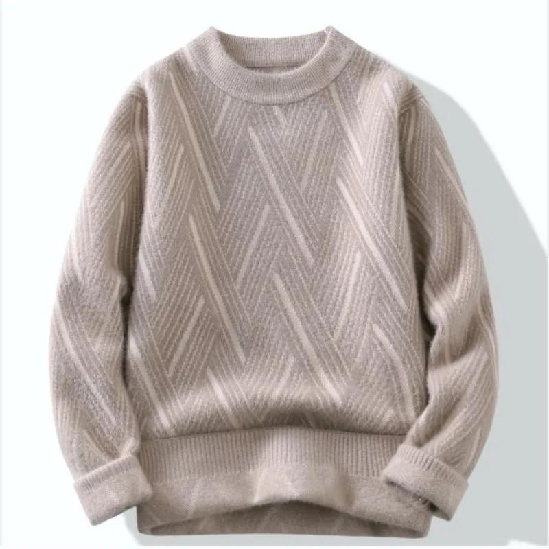 Autunno Inverno girocollo pullover a righe lanterna manica lunga geometrica abbigliamento da uomo maglione lavorato a maglia stile preppy top alla moda