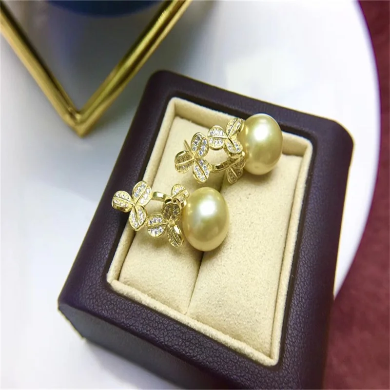 Natural South China Sea Pearl Necklace Earring Set Classic 18K Designer Pendant Women Fashion Gold Earrings Set 072405