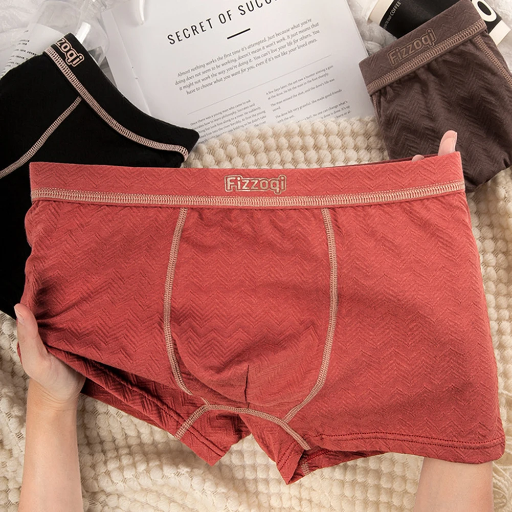 

Men's Jacquard Cotton Trunks Boxer Shorts Breathable Comfortable Underwear with Flat Angle Design for All Day Wear