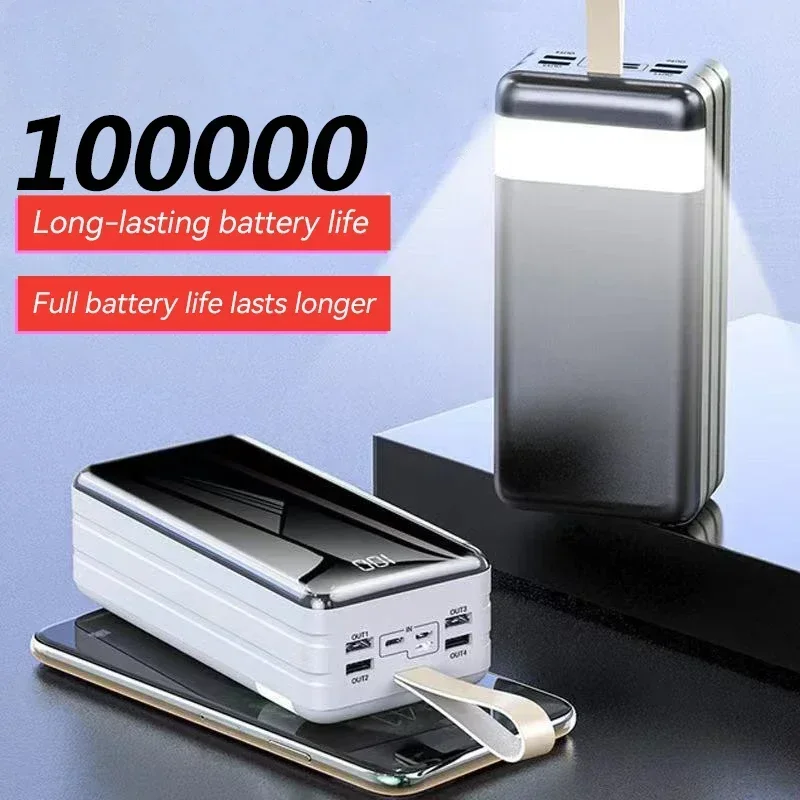 New 100000mAh power bank large capacity fast charging laptop mobile phone backup power supply compatible with iOS and Android