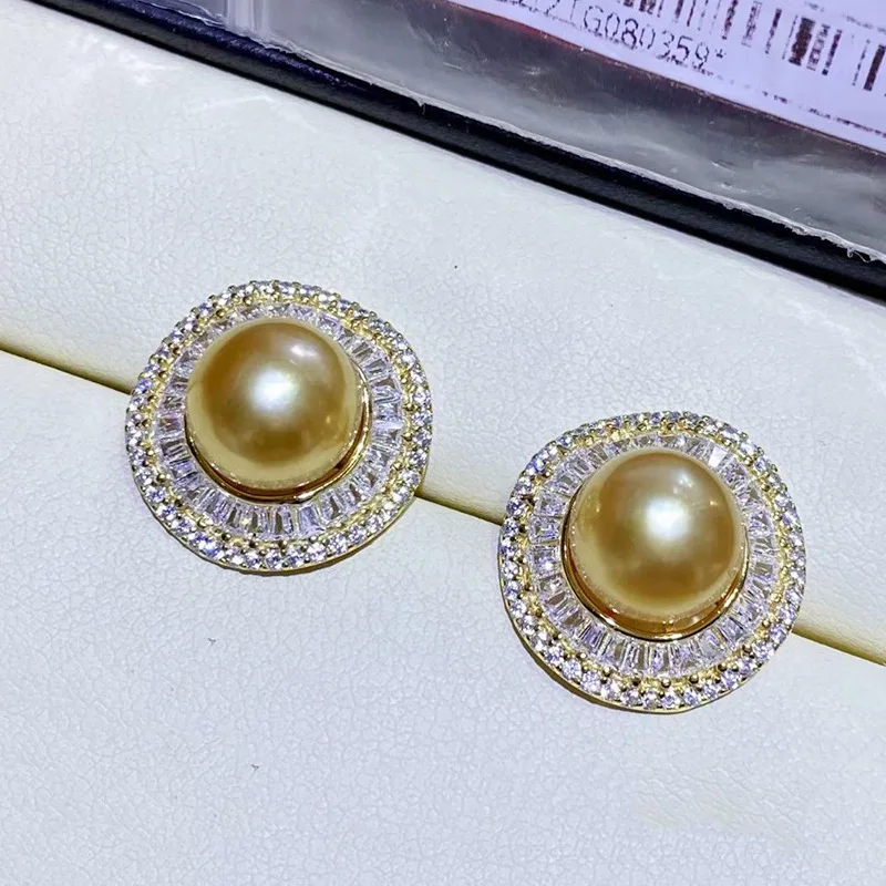 

MeiBaPJ Луксуальное серебро 925, натуральный пресноводный жемчуг, золотые большие серьги-гвоздики, изысканные свадебные украшения для женщин