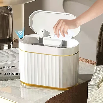 욕실용 자동 센서 쓰레기통, 책상 스마트 쓰레기통, 종이 바구니, 고급 쓰레기통, 방수 쓰레기통, 4L
