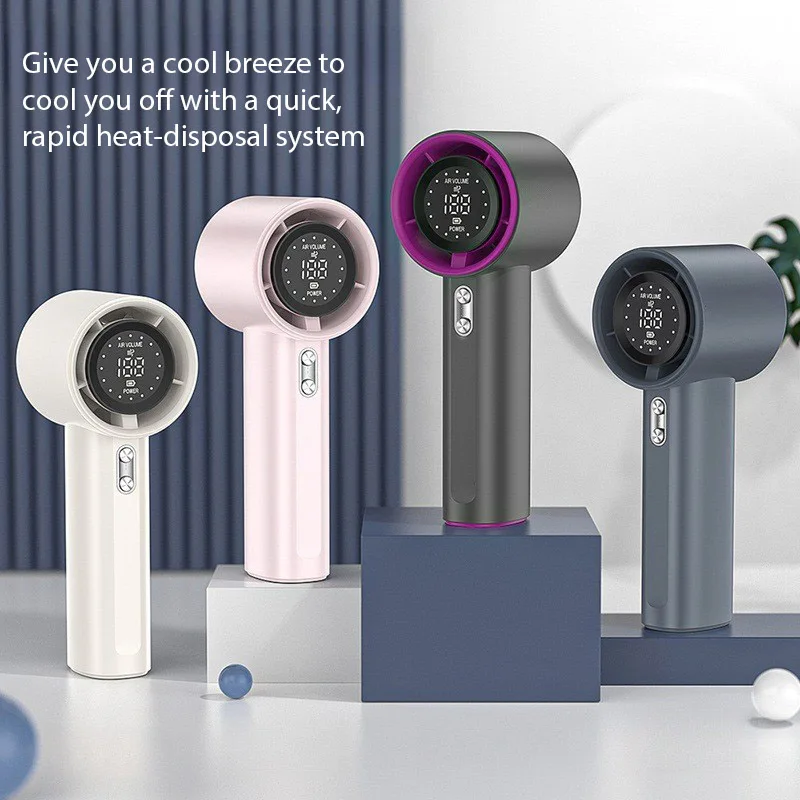 

S001 Handheld Fan 100-speed Wind Power Adjustable Electricity Digital Display USB Rechargeable Cooling fan Outdoor Portable Fan