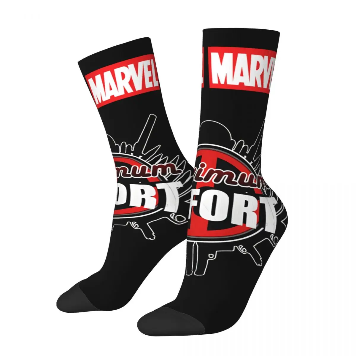 Funny Crazy Maximum Effort Sock for Men Hip Hop Harajuku Marvel X-man Deadpool & Wolverine Quality Printed Boys Crew Sock