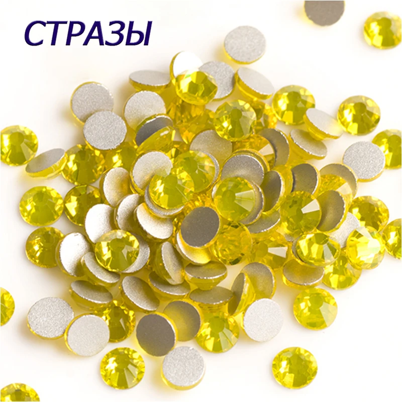 

2058NoHF Citrine Strass All Sizes Different Sizes Non Hot Fix Flatback Rhinestone Without Glue Nail Art Decoration