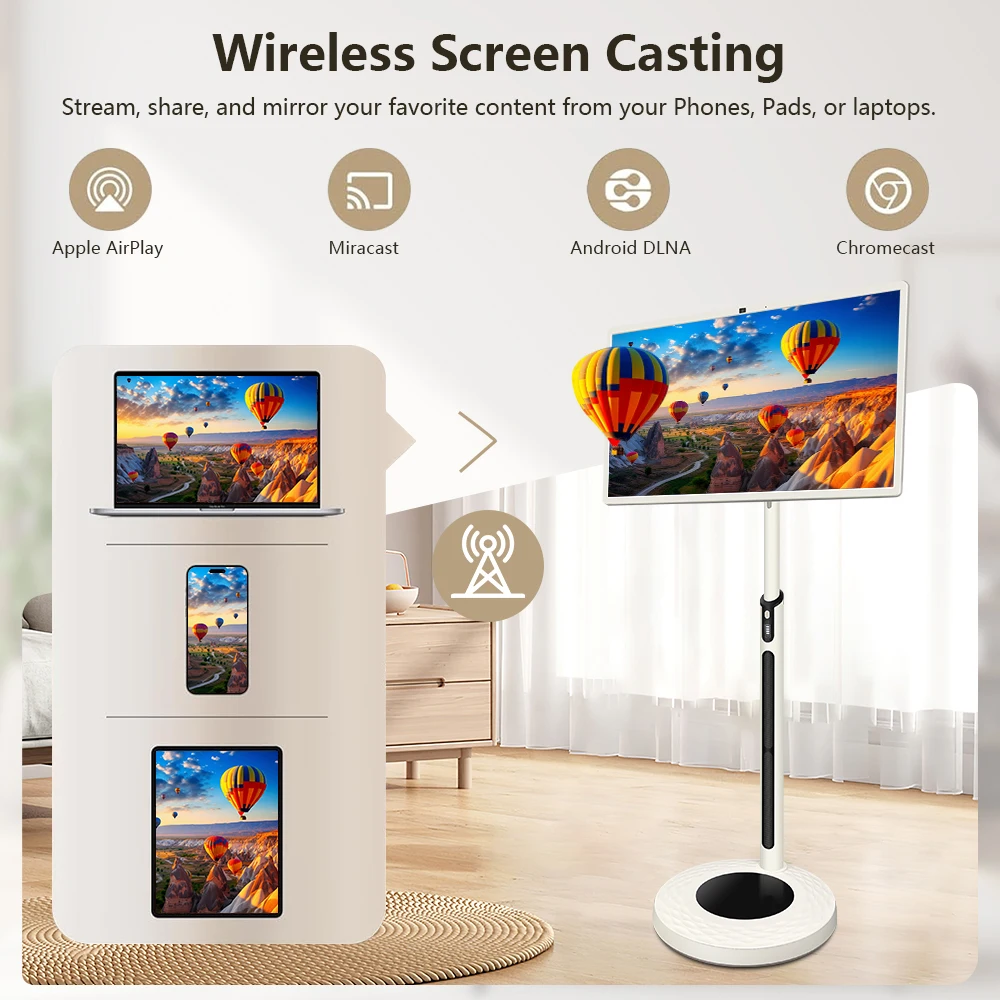 تلفزيون ذكي مقاس 32 بوصة بتصميم فريد من نوعه، آلة إعلانات ذكية، شاشة LCD، نظام تشغيل Android، تلفزيون ذكي للهاتف المحمول مع تلفزيون بطارية كبيرة #3