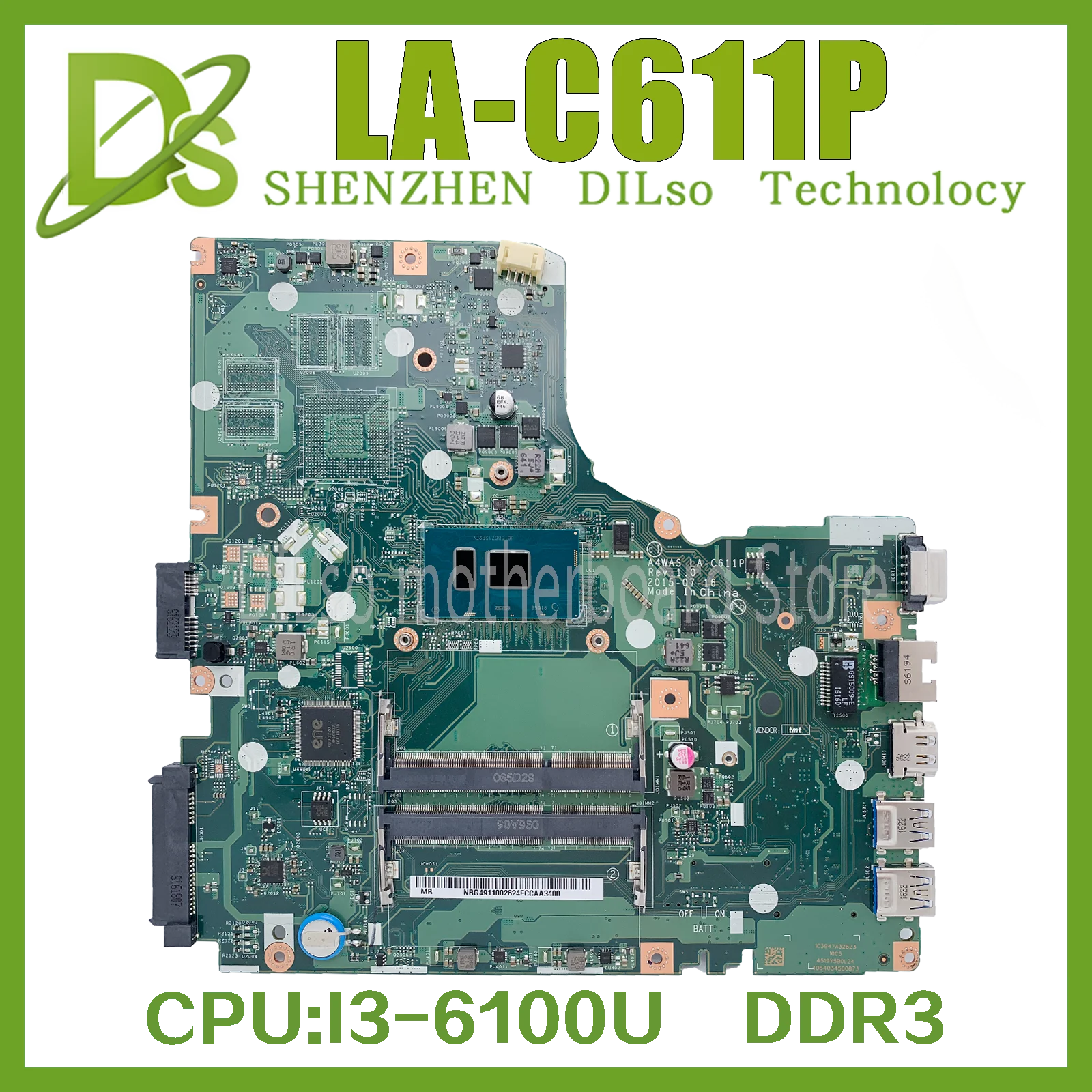 

KEFU LA-C611P Mainboard For ACER E5-474 Motherboard E5-474G laptop Compter With CPU I3-6100U I5-6200U I7-6500 100% Fully Test Ok