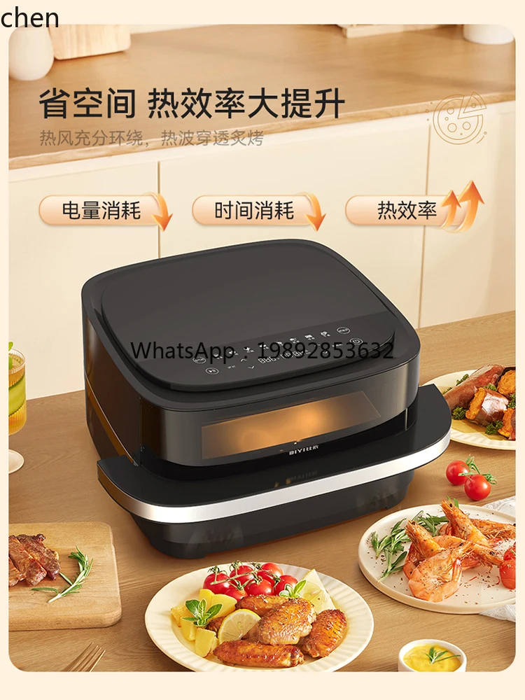 Friggitrice ad aria per uso domestico, grande capacità, comoda macchina per pizza, forno elettrico visivo