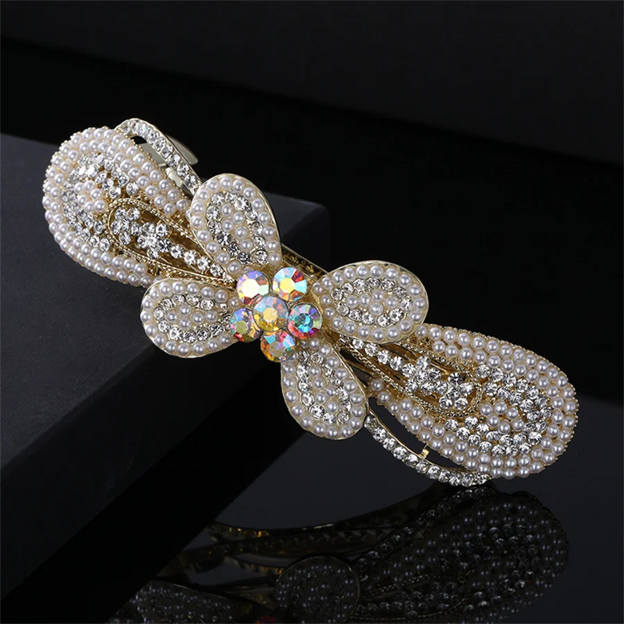 Fashion pearl Crystal Hair Clips Vintage Spring Hairpins Leaf Flowers Barrettes Elegant Women Headwear Luxury Hair Accessories