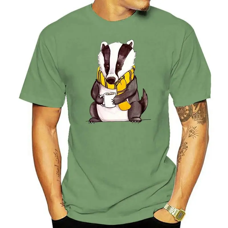 Men tshirt Short sleeve Badger House Mascot   Hufflepuff   T Shirt tee tops Women t-shirt