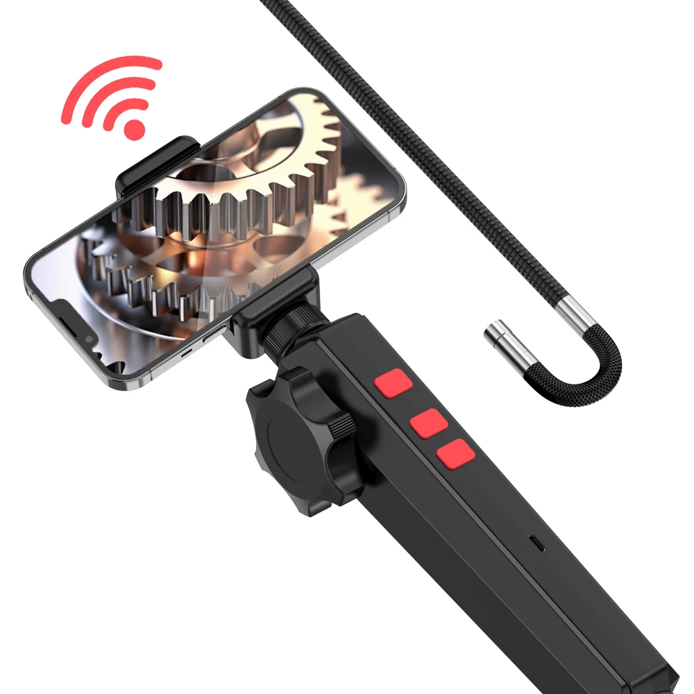 WIFI Two-Way Articulating Borescope Industrial Endoscope with 6mm Articulated Snake Camera with Light for PC IOS Android