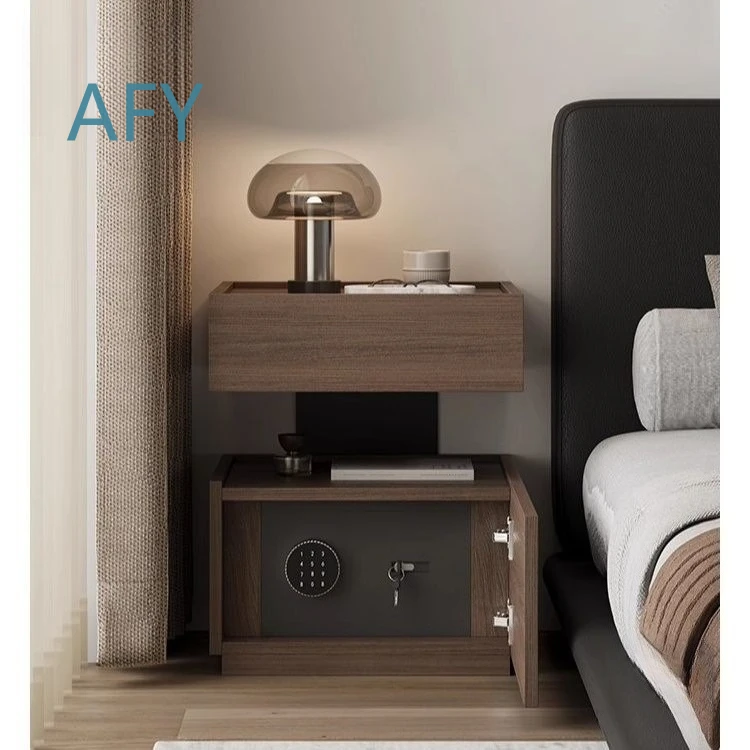Light Luxury Multi-Functional Bedroom Bedside Suspension Cabinet for Modern Minimalist Decor Pure Solid Wood Nightstand for