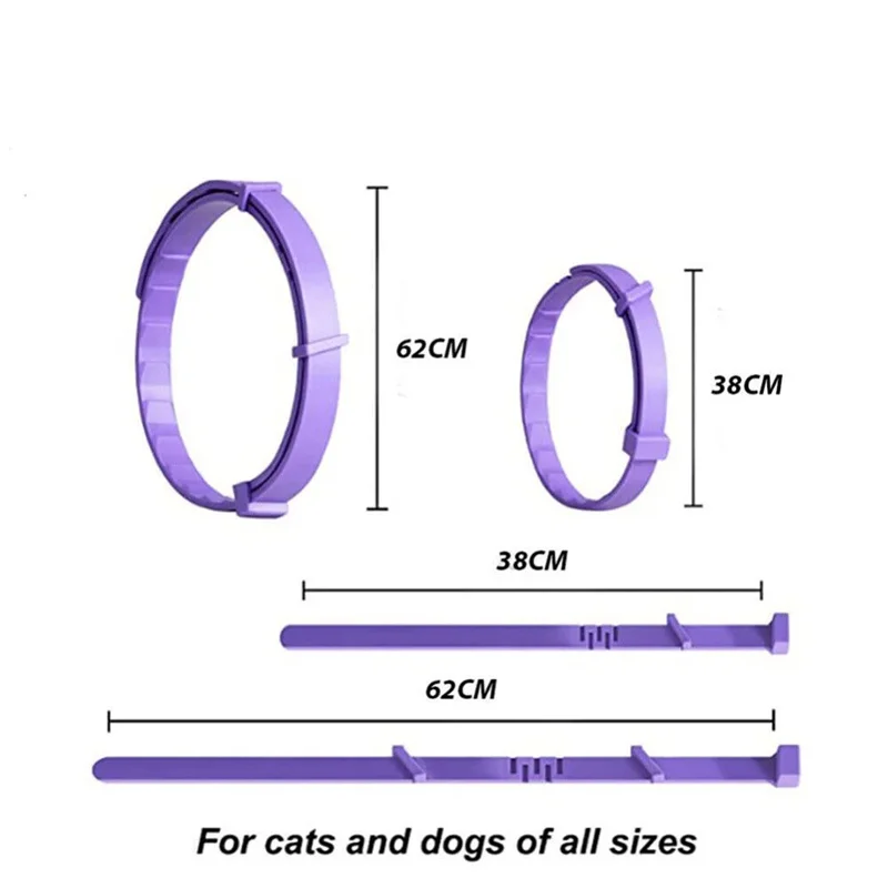 Coleira calmante para animais de estimação tpr, coleira natural para gatos, cães, alívio do estresse e ansiedade, colar natural para gatinhos, 38/62cm