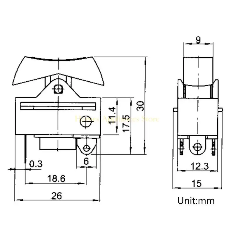 D0AB ROCKER Interruttore Black Red Wind Speed ​​Control Pulsante Interruttore a bilanciere 3 posizioni 3pin Interruttore per