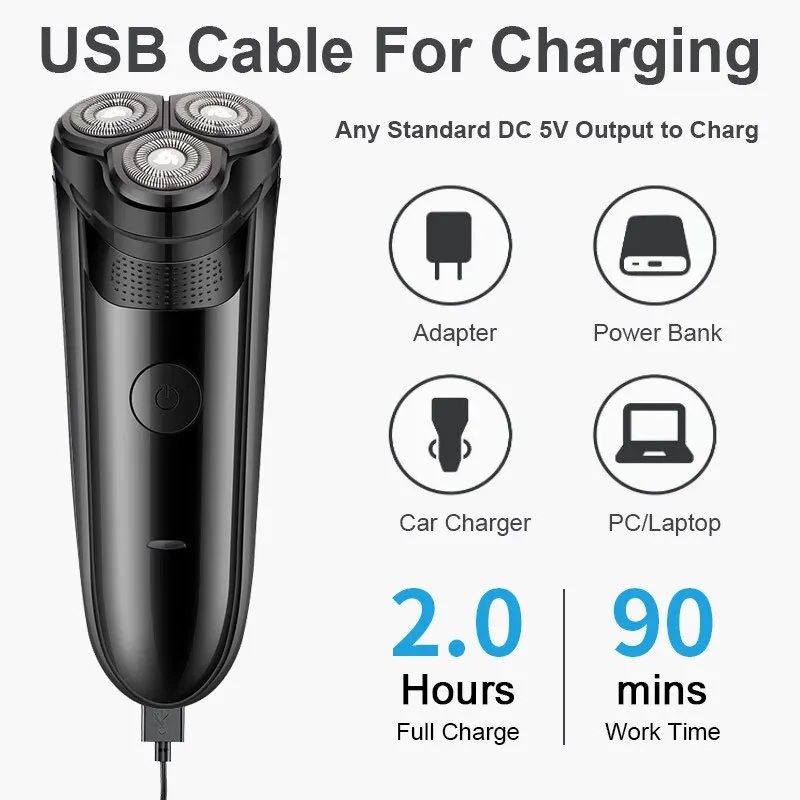 Аккумуляторная электрическая бритва для мужчин, ПВХ + металл